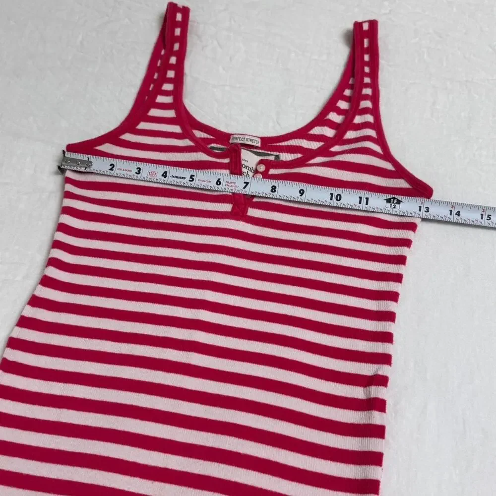 Vintage Y2K Abercrombie & Fitch Pink And White Striped Tank Top Size L
